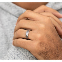 The Max Men's Wedding Band in 14K White Gold and Grey Tantalum - 6.5mm Width by Ammara Stone
