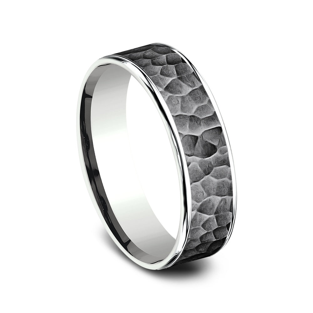 The Max Men's Wedding Band in 14K White Gold and Tantalum - 6.5mm Width by Ammara Stone