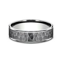 The Max Men's Wedding Band in 14K White Gold and Tantalum - 6.5mm Width by Ammara Stone