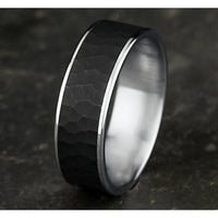 The Max Men's Wedding Band in 14K White Gold and Tantalum - 6.5mm Width by Ammara Stone