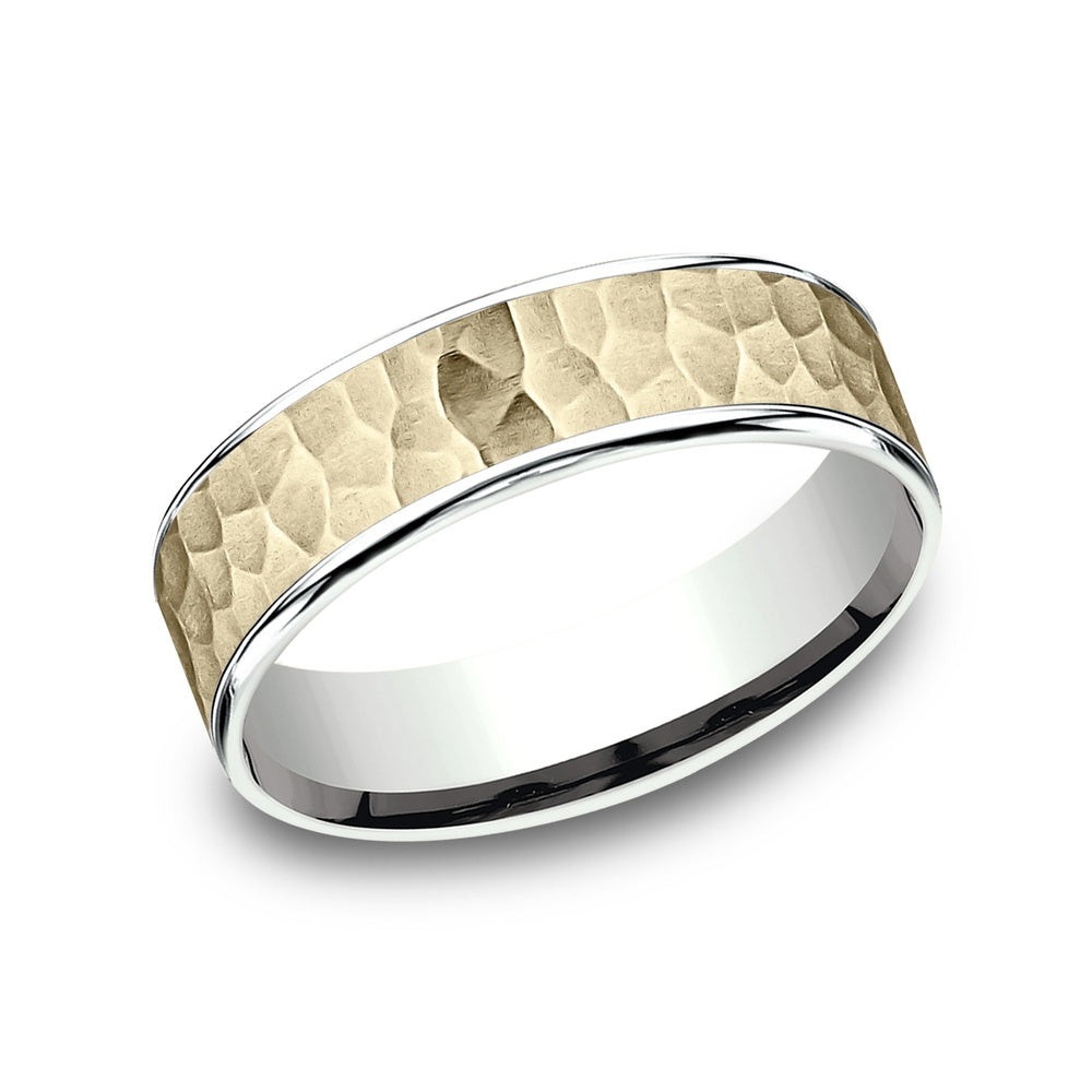 The Max Men's Wedding Band in 14K Yellow and White Gold - 6.5mm Width by Benchmark