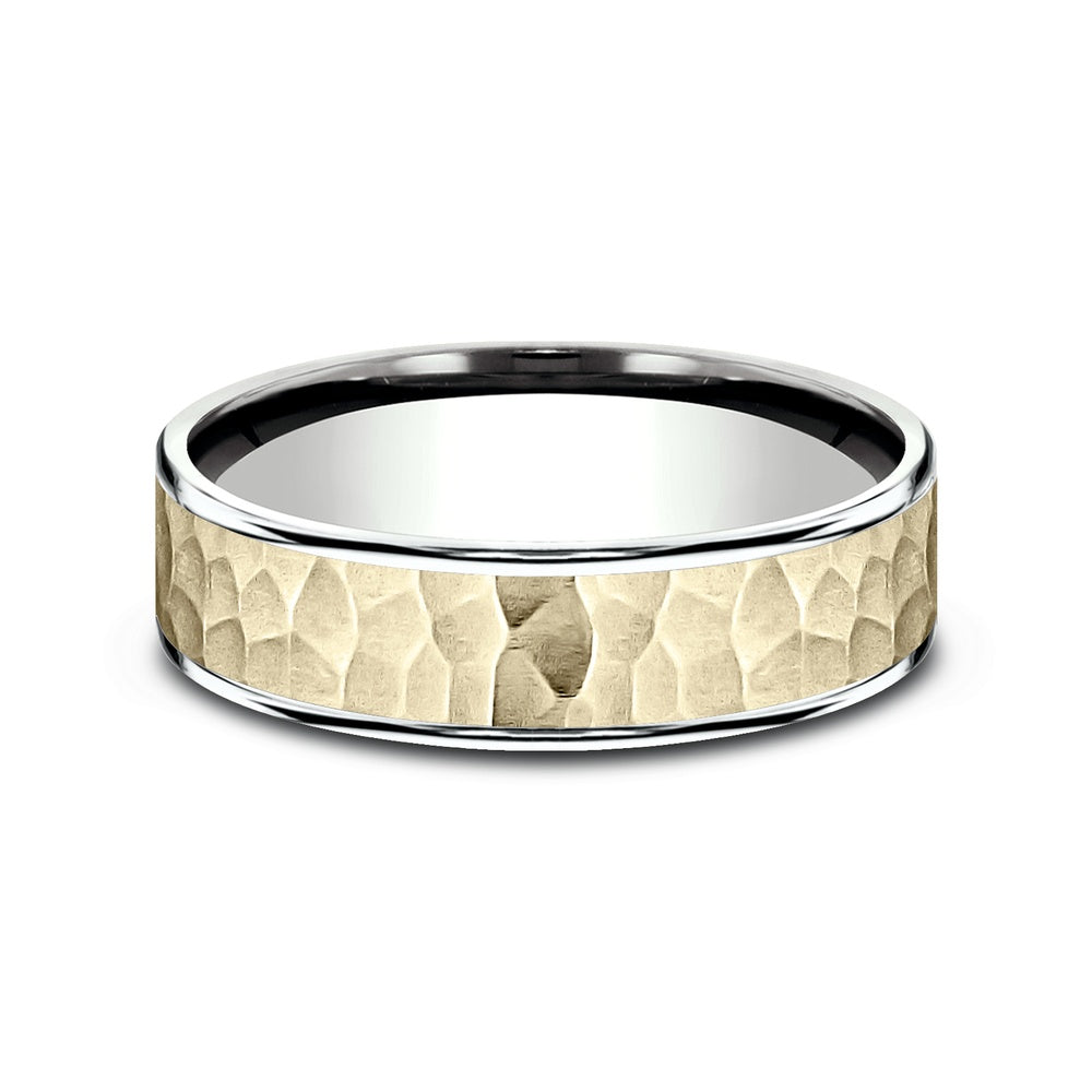 The Max Men's Wedding Band in 14K Yellow and White Gold - 6.5mm Width by Benchmark