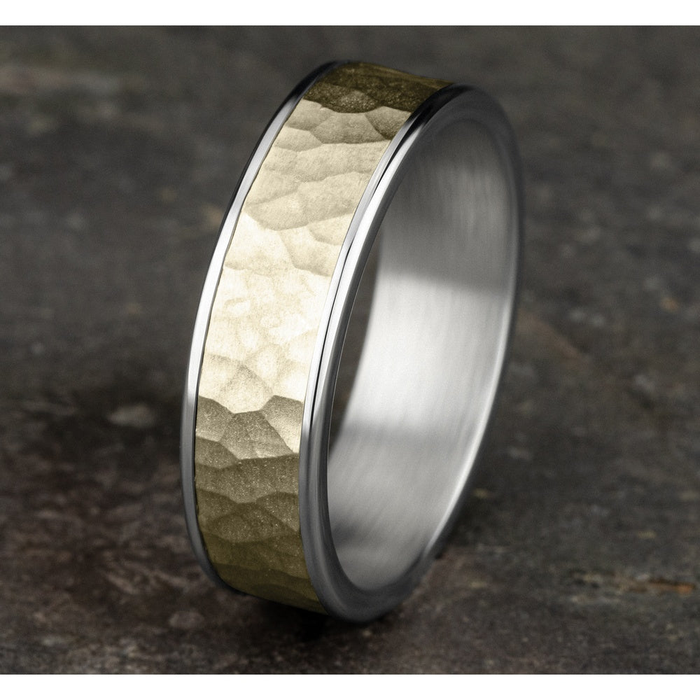 The Max Men's Wedding Band in 14K Yellow and White Gold - 6.5mm Width by Benchmark