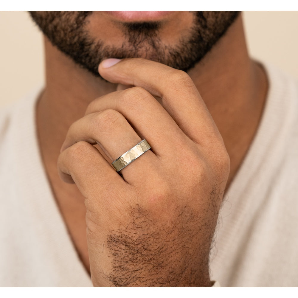 The Max Men's Wedding Band in 14K Yellow and White Gold - 6.5mm Width by Benchmark