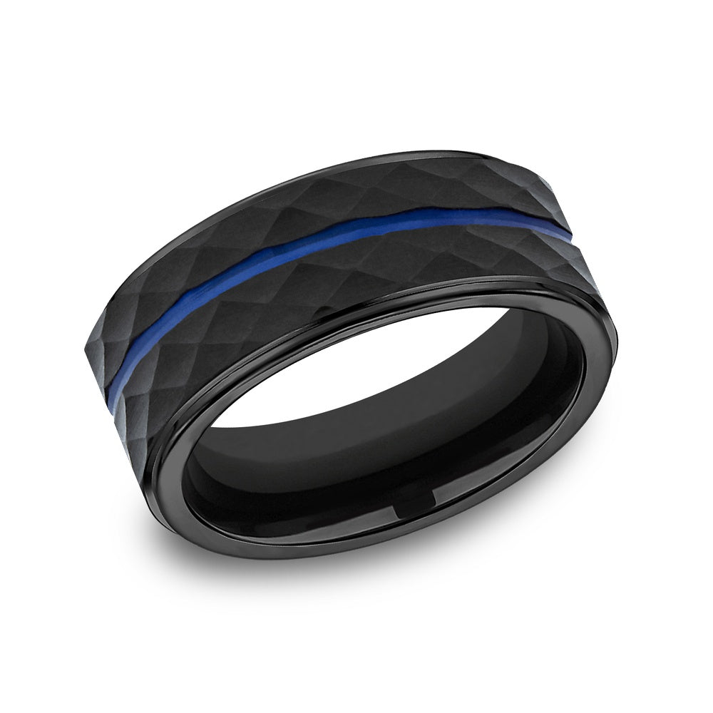 The Mcclane Men's Wedding Band in Black Cobalt - 8mm Width by Forge