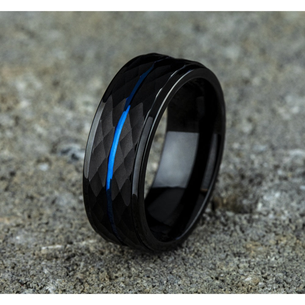 The Mcclane Men's Wedding Band in Black Cobalt - 8mm Width by Forge