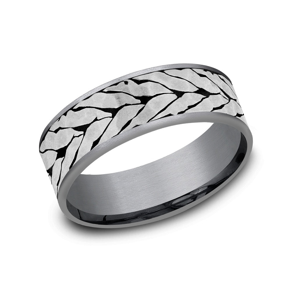 The Medallion Men's Wedding Band in Grey Tantalum and Grey/Black Titanium - 7.5mm Width by Tantalum