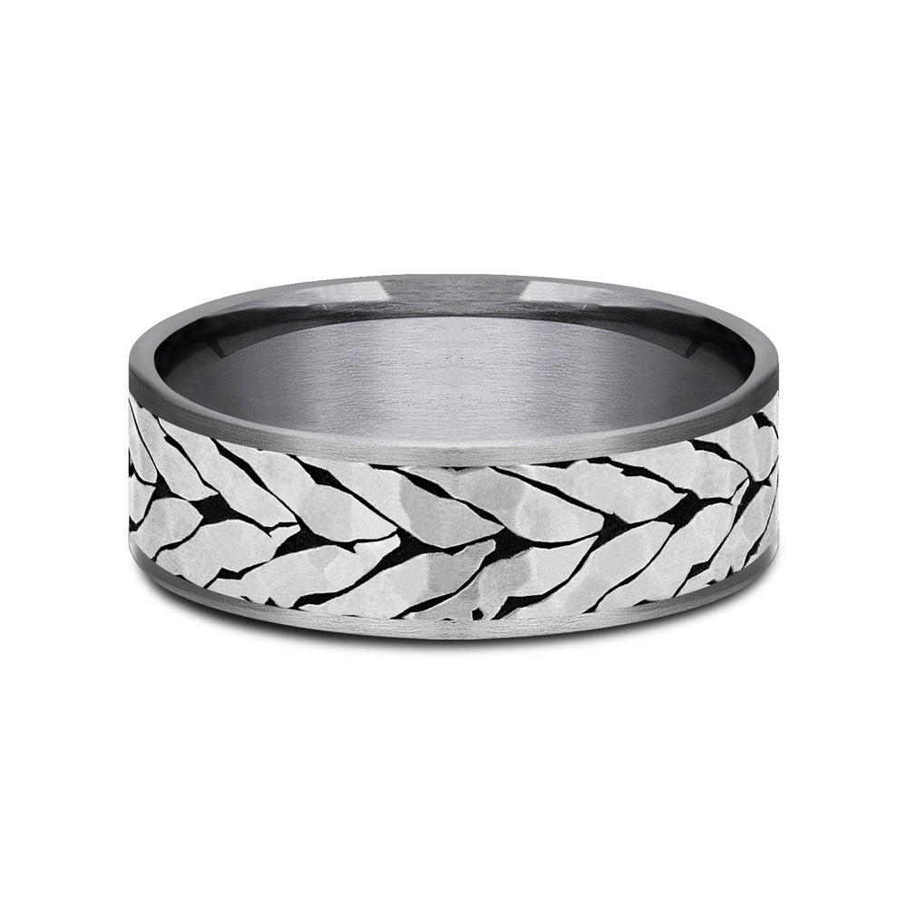 The Medallion Men's Wedding Band in Grey Tantalum and Grey/Black Titanium - 7.5mm Width by Tantalum