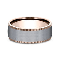 The Mentor Men's Wedding Band in 14K Rose Gold and Grey Tantalum - 8mm Width by Ammara Stone