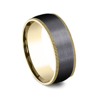 The Mentor Men's Wedding Band in 14K Yellow Gold and Black Titanium - 8mm Width by Ammara Stone