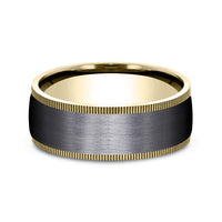 The Mentor Men's Wedding Band in 14K Yellow Gold and Black Titanium - 8mm Width by Ammara Stone
