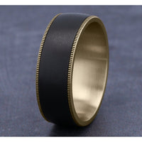 The Mentor Men's Wedding Band in 14K Yellow Gold and Black Titanium - 8mm Width by Ammara Stone