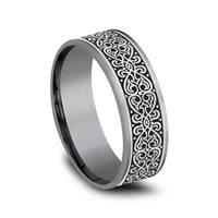 The Mihrab Men's Wedding Band in Grey Tantalum and Grey/Black Titanium - 7.5mm Width by Tantalum