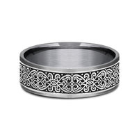 The Mihrab Men's Wedding Band in Grey Tantalum and Grey/Black Titanium - 7.5mm Width by Tantalum