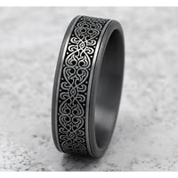 The Mihrab Men's Wedding Band in Grey Tantalum and Grey/Black Titanium - 7.5mm Width by Tantalum