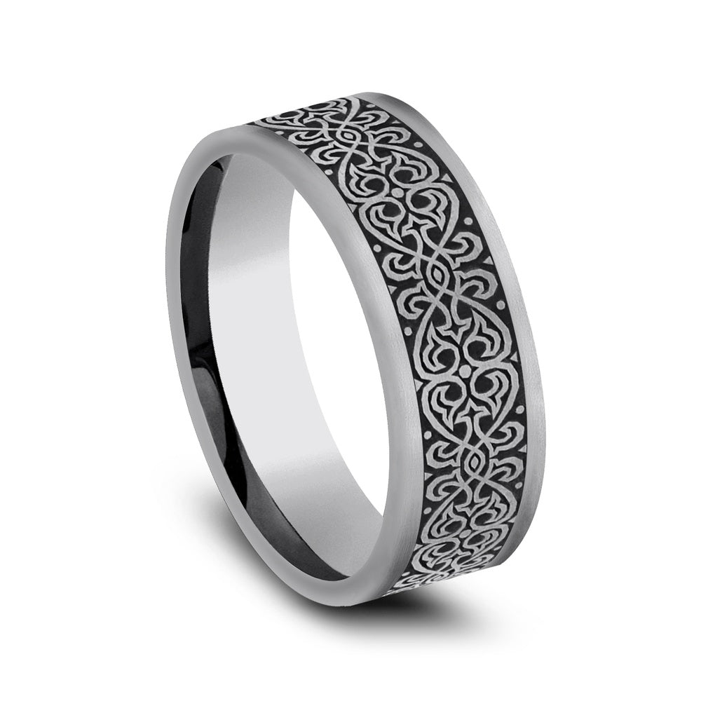 The Mihrab Men's Wedding Band in Tungsten - 7mm Width by Forge