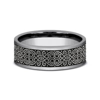 The Mihrab Men's Wedding Band in Tungsten - 7mm Width by Forge