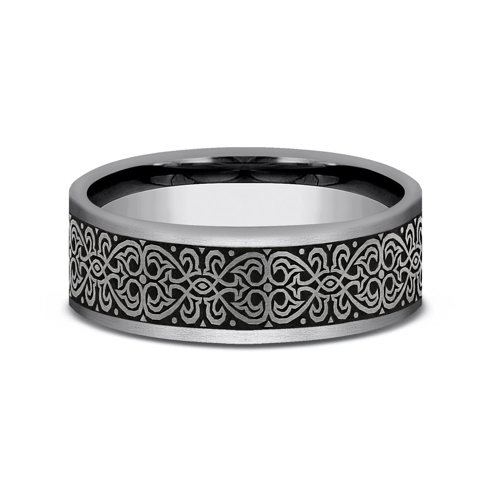 The Mihrab Men's Wedding Band in Tungsten - 7mm Width by Forge