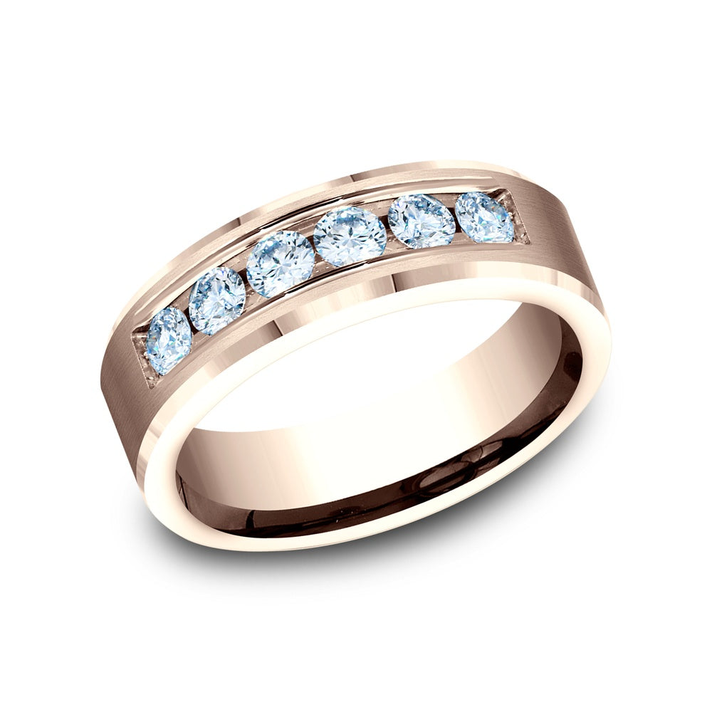 The Monarch Men's Wedding Band in 14K Rose Gold - 7mm Width by Benchmark