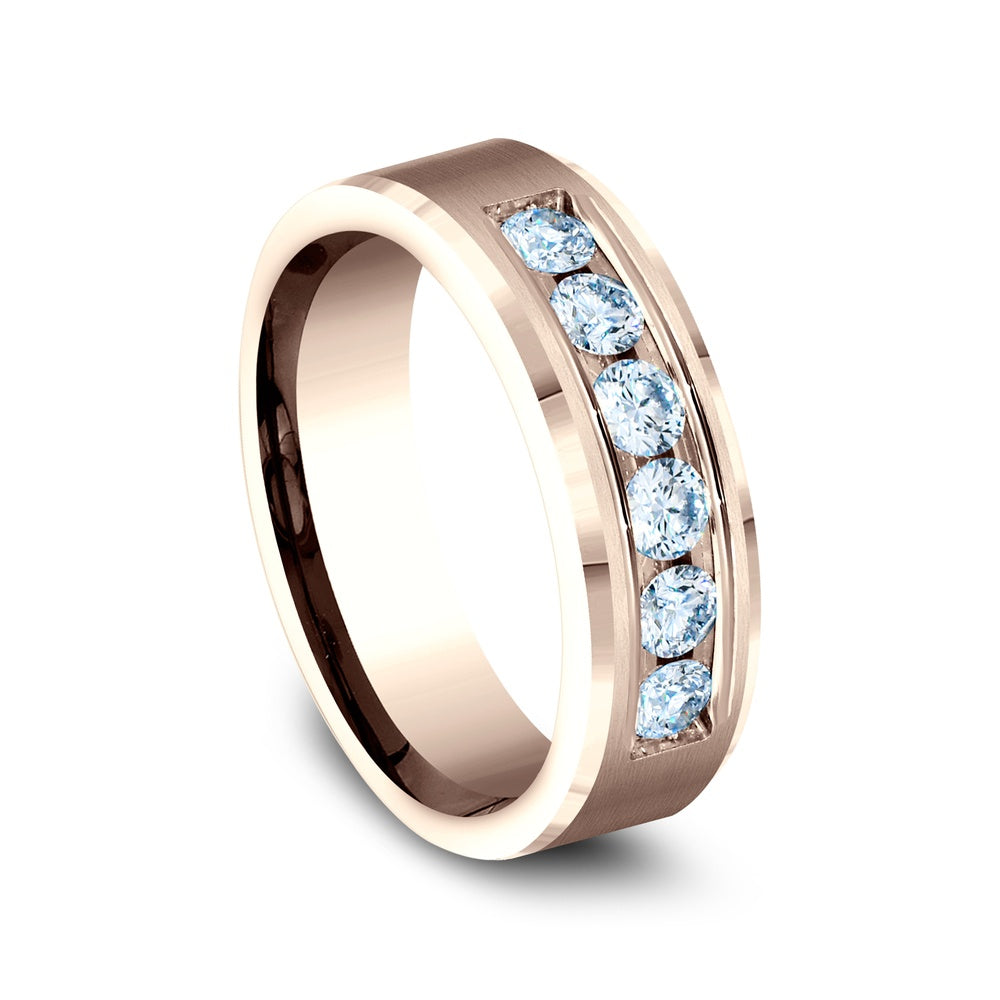The Monarch Men's Wedding Band in 14K Rose Gold - 7mm Width by Benchmark