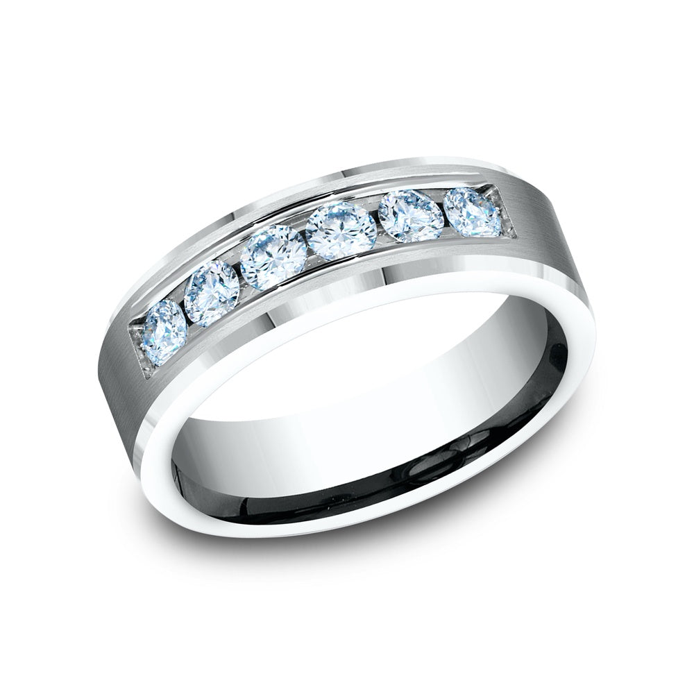 The Monarch Men's Wedding Band in 14K White Gold - 7mm Width by Benchmark