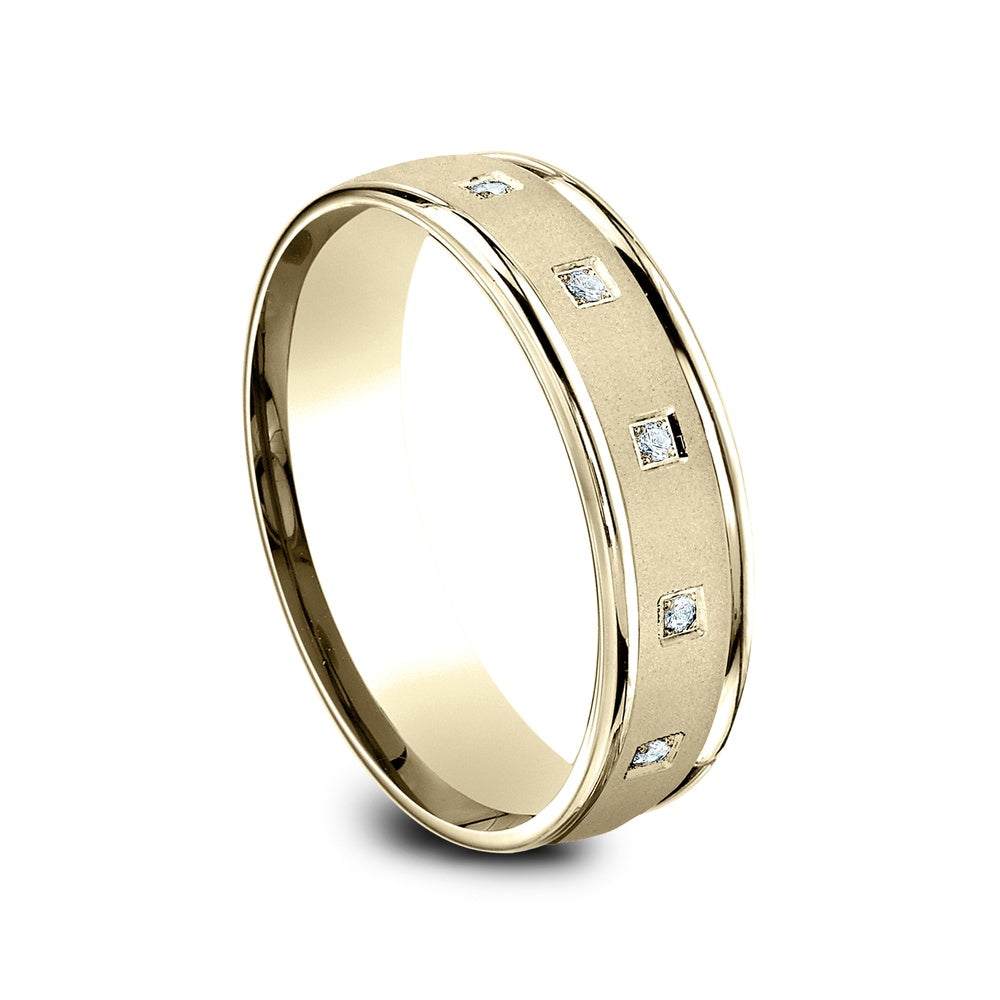 The Monroe Men's Wedding Band in 14K Yellow Gold - 6mm Width by Benchmark