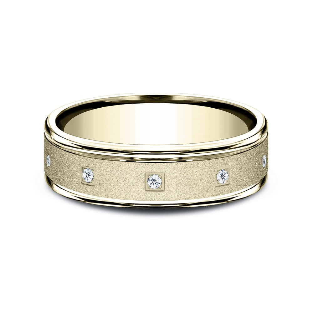 The Monroe Men's Wedding Band in 14K Yellow Gold - 6mm Width by Benchmark