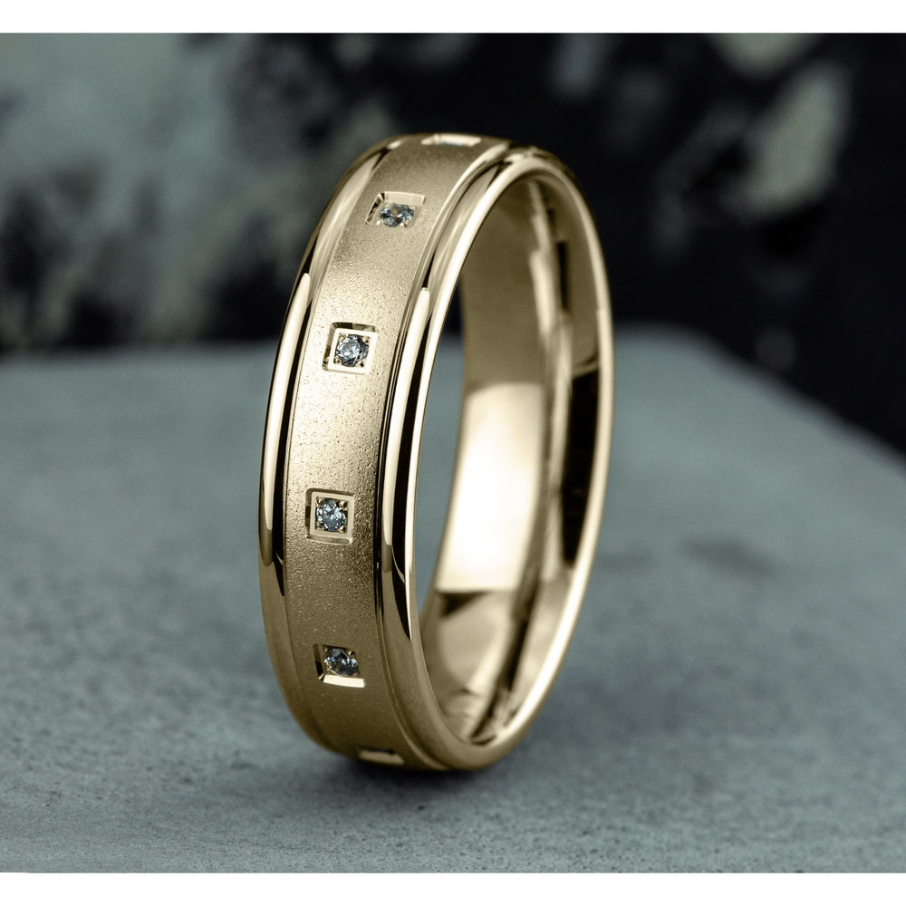 The Monroe Men's Wedding Band in 14K Yellow Gold - 6mm Width by Benchmark