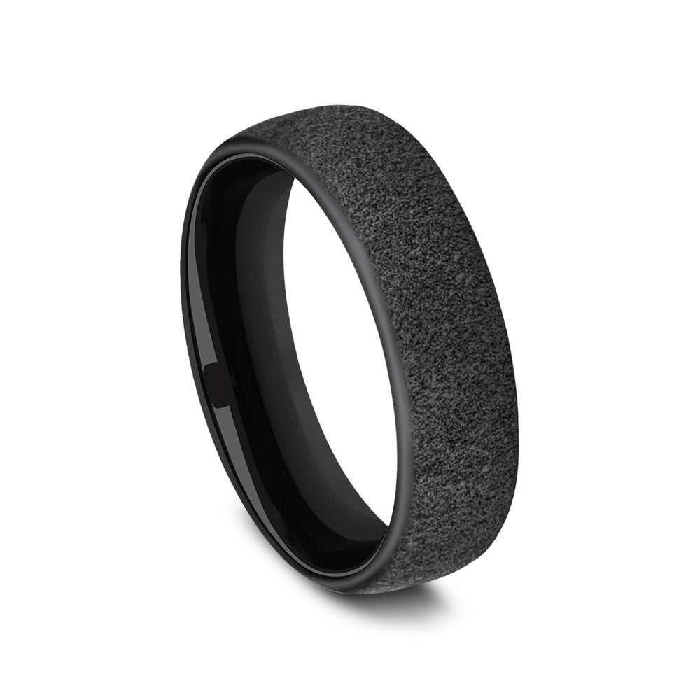 The Mortar Men's Wedding Band in Black Titanium - 6.5mm Width by Forge