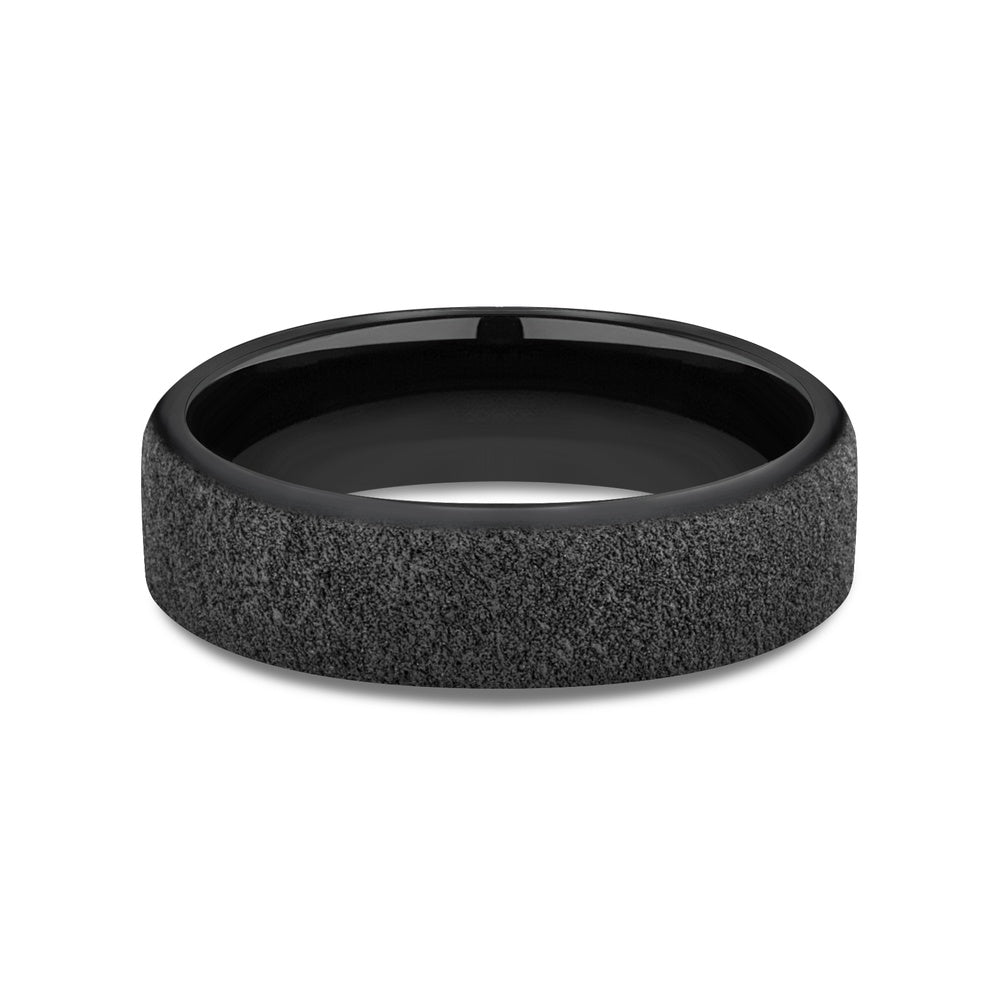 The Mortar Men's Wedding Band in Black Titanium - 6.5mm Width by Forge