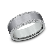 The Mosaic Men's Wedding Band in 14K White Gold and Grey Tantalum - 8mm Width by Ammara Stone