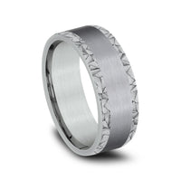 The Mosaic Men's Wedding Band in 14K White Gold and Grey Tantalum - 8mm Width by Ammara Stone