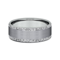 The Mosaic Men's Wedding Band in 14K White Gold and Grey Tantalum - 8mm Width by Ammara Stone