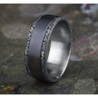 The Mosaic Men's Wedding Band in 14K White Gold and Grey Tantalum - 8mm Width by Ammara Stone