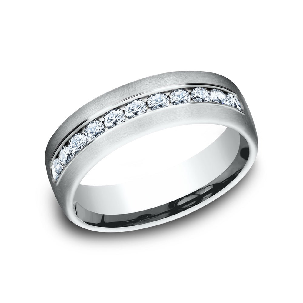 The Mozart Men's Wedding Band in 14K White Gold - 7.5mm Width by Benchmark