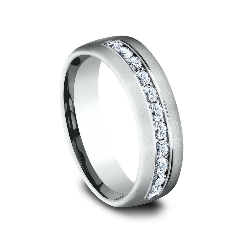The Mozart Men's Wedding Band in 14K White Gold - 7.5mm Width by Benchmark