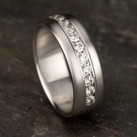 The Mozart Men's Wedding Band in 14K White Gold - 7.5mm Width by Benchmark