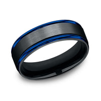 The Nightfall Men's Wedding Band in Black Cobalt - 7mm Width by Forge