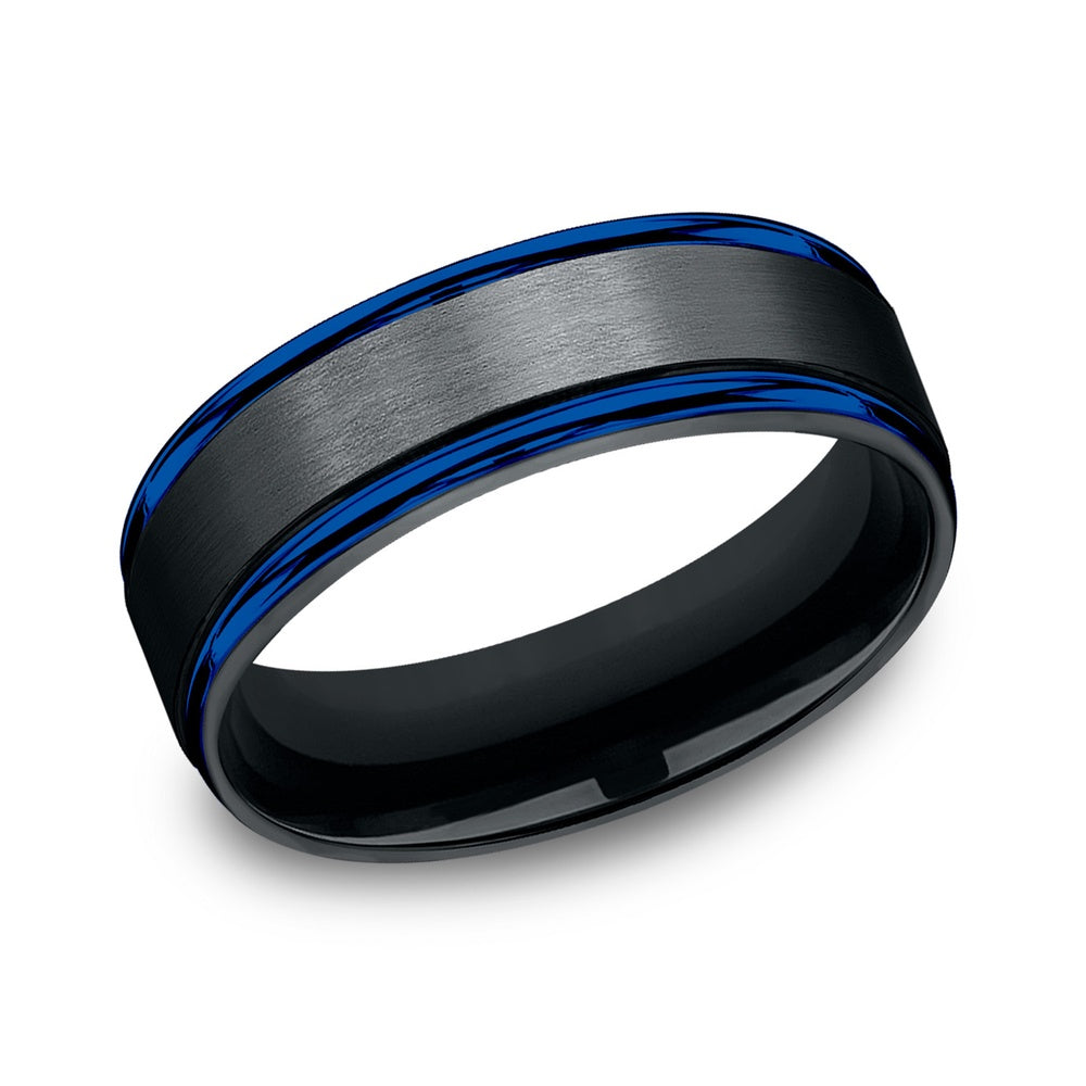 The Nightfall Men's Wedding Band in Black Cobalt - 7mm Width by Forge