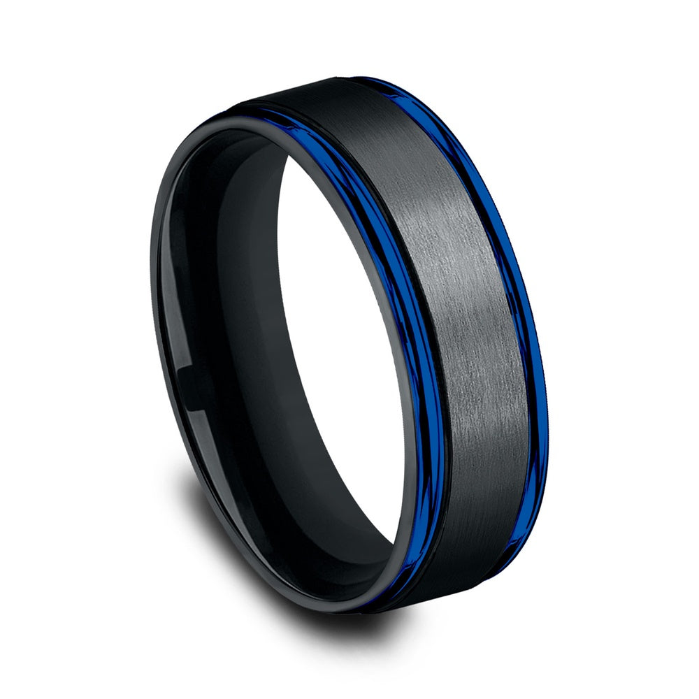 The Nightfall Men's Wedding Band in Black Cobalt - 7mm Width by Forge