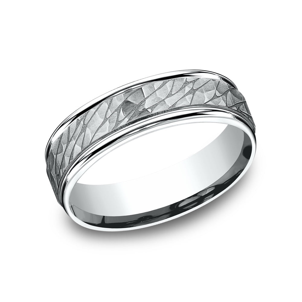 The Nile Men's Wedding Band in 14K White Gold - 6.5mm Width by Benchmark