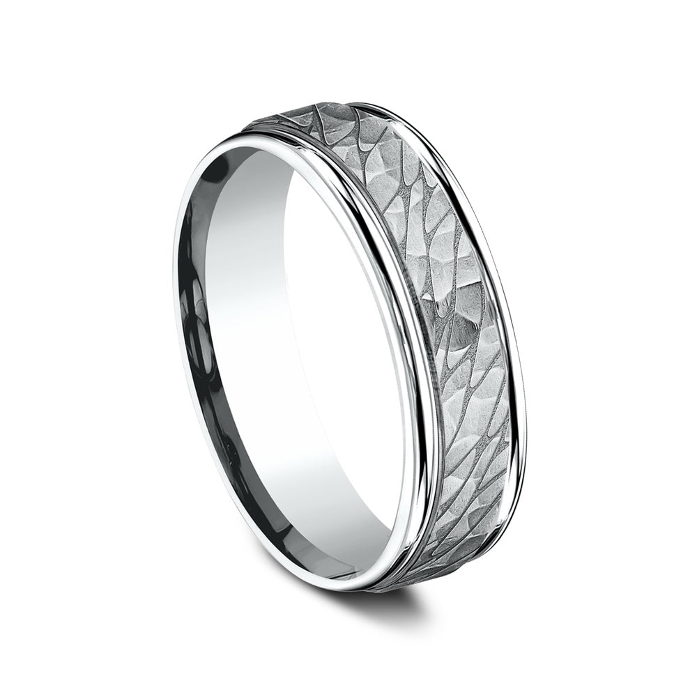 The Nile Men's Wedding Band in 14K White Gold - 6.5mm Width by Benchmark