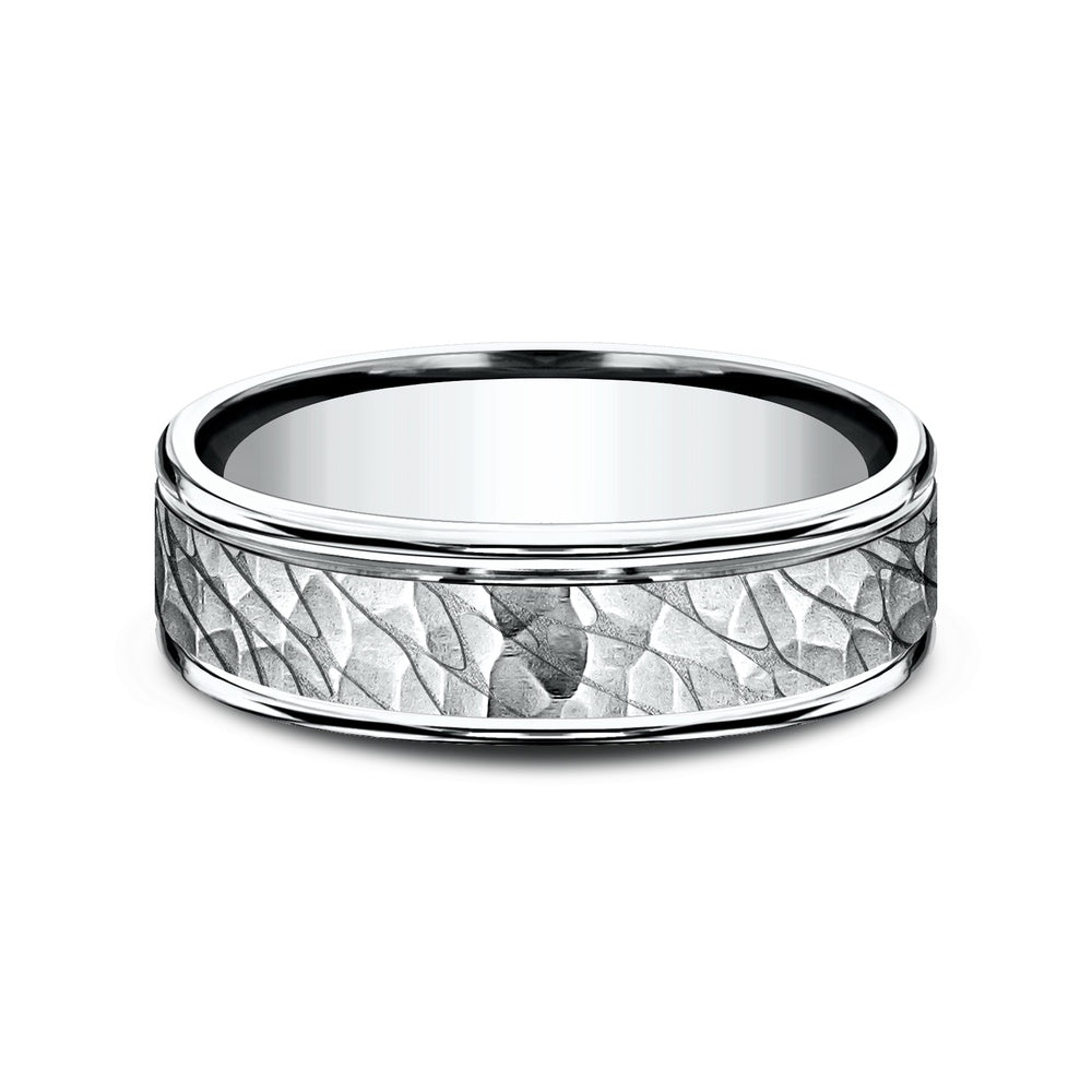 The Nile Men's Wedding Band in 14K White Gold - 6.5mm Width by Benchmark