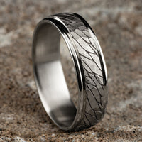 The Nile Men's Wedding Band in 14K White Gold - 6.5mm Width by Benchmark
