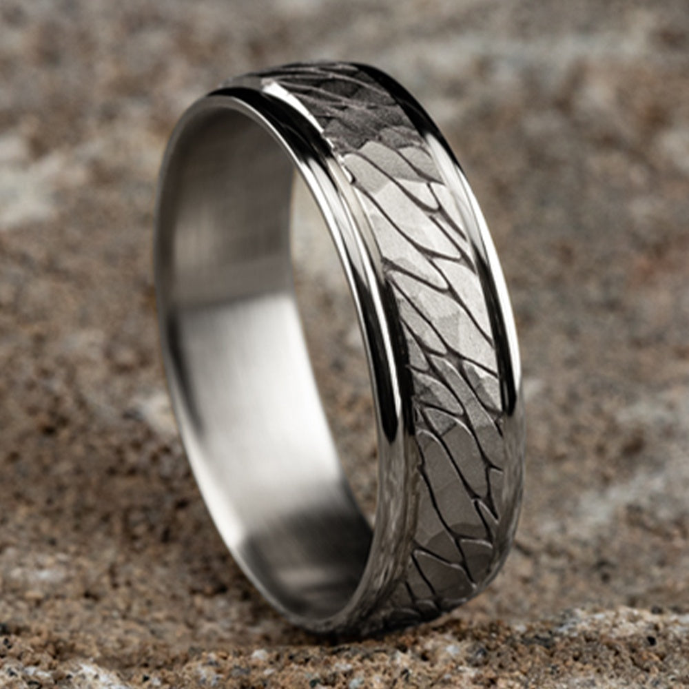 The Nile Men's Wedding Band in 14K White Gold - 6.5mm Width by Benchmark