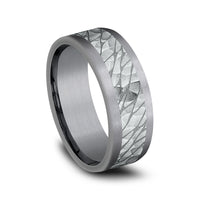 The Nile Men's Wedding Band in Grey Tantalum and 14K White Gold - 8mm Width by Ammara Stone