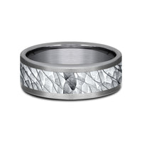 The Nile Men's Wedding Band in Grey Tantalum and 14K White Gold - 8mm Width by Ammara Stone