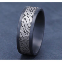 The Nile Men's Wedding Band in Grey Tantalum and 14K White Gold - 8mm Width by Ammara Stone