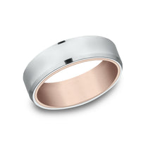 The Nobleman Men's Wedding Band in 14K Rose and White Gold - 6.5mm Width by Benchmark