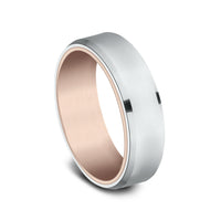 The Nobleman Men's Wedding Band in 14K Rose and White Gold - 6.5mm Width by Benchmark